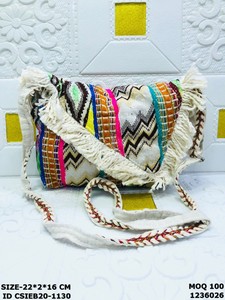Bohemian Handmade Eco-Friendly Cotton <b>Sling</b> Bag with Fringe | Fashion Ethnic Tribal Crossbody <b>Shoulder</b> Bag for Women - Product Image 3