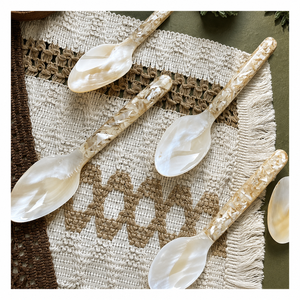 Handmade Seashell <b>Spoons</b> With Long Handle Bohemian Design Eco Friendly Shell Utensils For <b>Serving</b> Caviar And Salt - Product Image 1