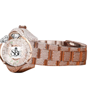 Montre en acier inoxydable Moissanite avec diamants, montre élégante et intemporelle avec diamants étincelants pour hommes et femmes - Product Image 2
