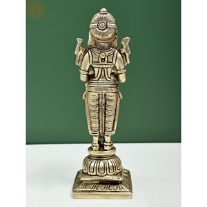 Cuenco de latón hecho a mano de 8 pulgadas, artículo profundo Lakshmi Paavai Vilakku hecho en India - Product Image 4