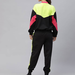 Women's Color Blocking Tracksuit Set Full Sleeve Half-<b>Zip</b> Regular Fit Sporty Style Winter Wear Side Pockets Anti-Pilling <b>Hooded</b> - Product Image 2