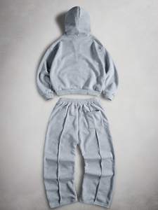 เสื้อฮู้ดแบบซิปมีเชือกผูก ทรงสตรีทแวร์สำหรับฤดูหนาว ลายพิมพ์ลำลอง สวมใส่ได้ทุกวัน เหมาะสำหรับการเดินทาง  สีพื้นเรียบง่าย  พร้อมกางเกงขายาวทรงสเวตแพนท์แบบซิปเต็มตัว - Product Image 2