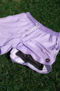 Wholesale Rate Solid Purple Casual <b>Shorts</b> With Elastic Waist Swim Wear Back Pocket Mid Length <b>Woven</b> Fabric Men's <b>Shorts</b> - Product Image 6