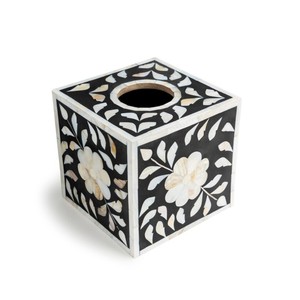 Caja para pañuelos y dispensador de papel con incrustaciones de nácar y conchas de capiz, diseño moderno e impermeable, 15x15x15cm, hecho en Vietnam - Product Image 2