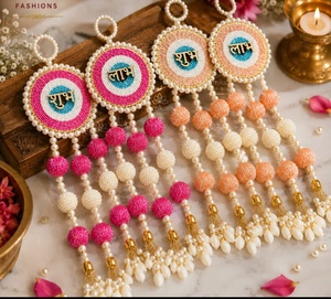 Tapiz Redondo Tradicional Tejido a Mano con Borlas, Decoración para el Hogar Diwali, Arte para Colgar en Interiores, Sala de Estar - Product Image 1