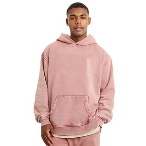 <b>Men's</b> Oversized Hooded Fleece <b>Sweatshirt</b> Solid <b>Pink</b> Casual Loose Fit Regular Sleeve Breathable Knitted Autumn Wear 2026 - Product Image 5