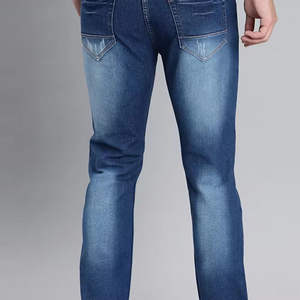 Pantalones Vaqueros Rotos para Hombre al por Mayor, Ajustados, Estilo Hip Hop, Desgastados, Azul Medio, Casuales - Product Image 5