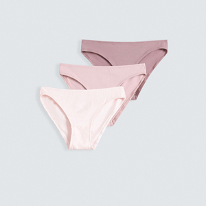 Braguitas de bikini sin costuras de talle bajo para mujer, de color liso, de algodón tejido - Product Image 3