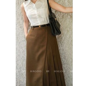 Jupe plissée décontractée pour femme CV758, coupe large, mi-longue, en tissu Dobby, style pantalon de bureau, OEM ODM - Product Image 5