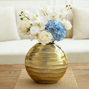 Jarrón Decorativo de Aluminio Dorado Antioxidante con Diseño de Ondas, para Decoración del Hogar, Sala de Estar, Oficina, Bodas y Festivales - Product Image 3