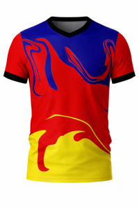 Maillot de football pour homme en polyester de qualité supérieure, col en V, vêtements de sport, couleur et motif du tissu personnalisés, uniforme de football. - Product Image 4