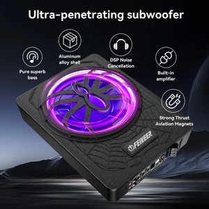 Subwoofer 1200W, subwoofer de voiture fin à installer sous le siège et pack amplificateur avec éclairage d'ambiance - Product Image 1