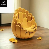 Chaise à pétales de designer italien, tendance, en forme de nid d'oiseau, luxe léger, canapé créatif irrégulier, chaise de canapé à fleurs unique