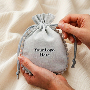 Reusable Recyclable Cotton <b>Drawstring</b> Storage Pouch Bag with Custom Logo Print for Jewelry Gift & Craft Bags - Product Image 1