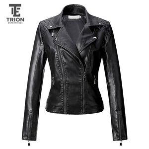 Chaqueta de Cuero Genuino para Mujer, Estilo Motero Clásico, Corte Ajustado, Cierre de Cremallera, Piel de Cordero Auténtica, Prenda Exterior Moderna 2026 - Product Image 1