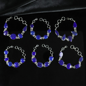 New Arrival Handmade 925 Sterling Silver Plated Afghani Lapis Lazuli Gemstone Multi-<b>Stone</b> Link <b>Bracelet</b> Opaque <b>Stone</b> Jewelry - Product Image 2