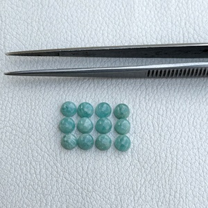 Proveedor de piedras preciosas de cabujón redondo de amazonita Natural de 6mm, piedra suelta de amazonita azul de la mejor calidad para colgante de anillo, joyería de moda - Product Image 1