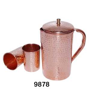Hammered Copper Tumblers Set with Red Interior Eco Friendly Rustic <b>Drinkware</b> for Water Juice Cocktail Use - Product Image 3