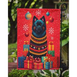 Bandera de jardín de Navidad de vacaciones de Spitz alemán, bandera decorativa Multicolor para patio, ilustraciones para patio, camas de flores - Product Image 3