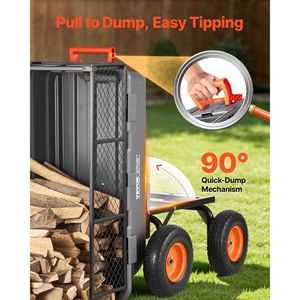 Carrello da Giardino Convertibile 2-in-1 con Manico Girevole a 90 Gradi e Recinzione Portaoggetti, Capacità 1200 Libbre, Carrello Multiuso in Polietilene - Product Image 4