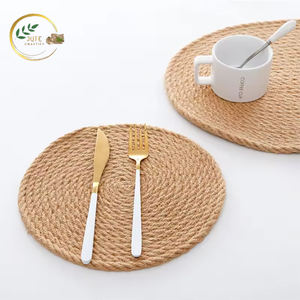Ensemble de dessous-de-verre ronds en jute tressé, tapis de table durables pour cuisine, salle à manger, café, vente en gros - Product Image 2