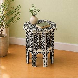Luxury Decorative Bone Inlay Side <b>Table</b> Artisan Handmade Accent For Contemporary Living Spaces And Hospitality Decor - Product Image 1