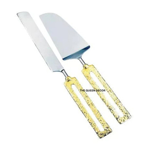 Ensemble de couverts de Noël en acier miroir de haute qualité, très vendus, avec manche gris transparent et finition or brossé - Product Image 3