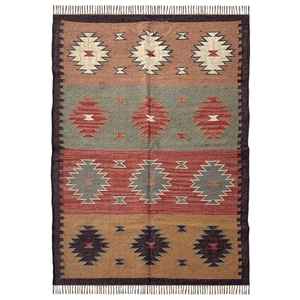 Tapis d'intérieur lavable, tissé à la main, en jute et laine, kilim pour salon, chambre et bureau - Product Image 1