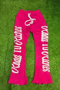 Custom Logo Distressed Embroidery Stack Pants Outdoor Men's <b>Trousers</b> Patchwork Elastic <b>Drawstring</b> Flare <b>Trouser</b> - Product Image 5