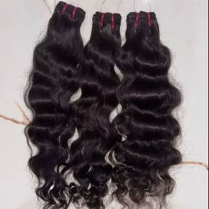 Cabello Indio Virgen Premium, Cabello Indio Ondulado a Granel, Extensiones de Cabello Indio Virgen de un Solo Donante, Cabello de Templo, Precio de Oferta por Proveedor - Product Image 1