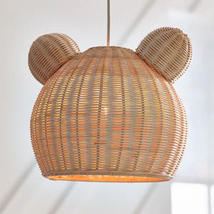 Abat-jour en rotin en forme d'oreilles d'ours mignonnes, abat-jour suspendu en forme d'animal, abat-jour artisanal pour lampe suspendue au plafond, couverture de lampe pour chambre d'enfant - Product Image 2