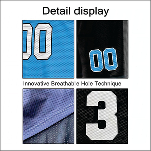 Conjuntos de Uniformes de Baloncesto Personalizados con Nombre de Equipo para Hombre, Camiseta Deportiva Transpirable de Poliéster, Pantalones Cortos, Azul Cielo, Negro, Sublimación, Verano - Product Image 4