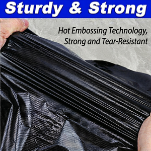 TH GB-032 55-65 Gallon Heavy Duty Black HDPE Trash <b>Bags</b> with Heat <b>Seal</b> for Commercial & Household Outdoor Use - Product Image 3