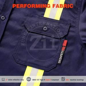 Chemise de sécurité pour soudeurs ZUNEZI INTERNATIONAL ZI-7089 en coton FRC, résistante au feu, avec coutures soudées anti-vapeur, niveau de protection 300C-500C - Product Image 2