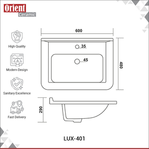 Lavabo de Cerámica Blanco de Diseño para Montar en Encimera, de Calidad Premium, Precio al por Mayor, para Compradores Serios - Product Image 3