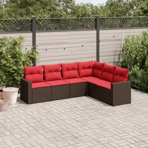 Set Divano da Esterno in Polyrattan Marrone con Cuscini, 6 Posti, Design Moderno - Product Image 3