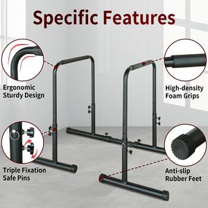 Torre Multifunzione per Allenamento Intensivo, Stazione Dip e Barra per Trazioni, Altezza Regolabile, Materiale ABS, Attrezzatura per Fitness - Product Image 6