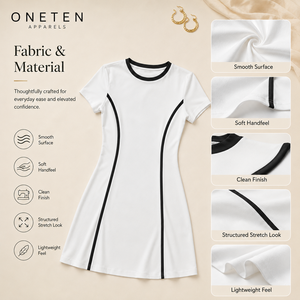 Custom Logo Women's Contrast Panel Mini <b>Dress</b> <b>Short</b> Sleeve Stretch Fitted Casual Sportswear <b>Dress</b> OEM Supplier - Product Image 5