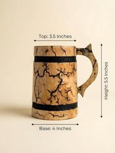 Jarra de Madera Fractal Quemada Hecha a Mano – Estilo Vikingo Rústico, Calidad de Jarra Vikinga Fabricada por NS Overseas - Product Image 2