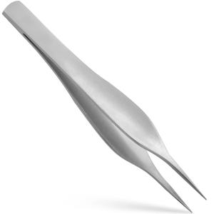 Splinter <b>Tweezers</b> fine tip micro teeth <b>Manicure</b> Eyebrow Eyelash Plucking Stainless Steel Straight 11.5cm Natural Color Logo KKZ - Product Image 2