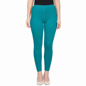 Women's Solid High Waist Peach Ankle Length Fitness Leggings with Rhinestone Quick Dry & Breathable Spandex - Product Image 3