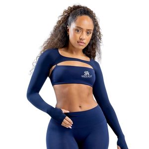 <b>Women</b> <b>Navy</b> Blue Long Sleeve Sports Bra Open Back Matching <b>Leggings</b> Set High Stretch Workout Gym Yoga Fitness Activewear - Product Image 1