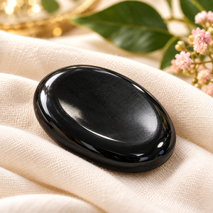 หินออบซิเดียนสีดำธรรมชาติทรงรี SoulWise หินขัดเงาสำหรับนิ้วโป้ง หินคริสตัลเรียบเนียนจากมณฑลมหาราษฎร์ สำหรับบรรเทาความเครียด - Product Image 6