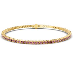 Pulsera de tenis Darcy de oro blanco de 10 quilates con diamantes de laboratorio morados redondos (2 quilates) Tw. Joyería elegante unisex para uso diario, regalo para fiestas - Product Image 6