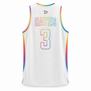 Aurora Basketball Jersey Tank <b>Top</b> Sublimated <b>Rainbow</b> Print Moisture Wicking 100 Polyester Unisex Adult Regular Fit - Product Image 2