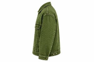 Veste en jean vert olive personnalisée avec logo en strass, veste de mode personnalisée - Product Image 4