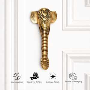 Poignée de porte décorative en métal en forme d'éléphant, longue poignée de porte en métal au design éléphant, quincaillerie de style antique pour portes d'entrée en bois - Product Image 1
