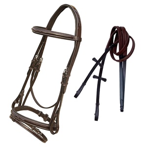 Vente en gros de bride carrée surélevée brillante brevetée Endurance Bride Flash à bande de nez snaffle cousue fantaisie pour chevaux équestres - Product Image 1