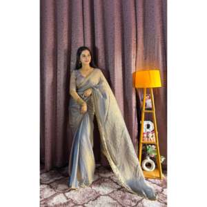 ชุดส่าหรีลูกปัดสำหรับงานปาร์ตี้ชุดราตรีดีไซน์สวยสง่า - Product Image 4