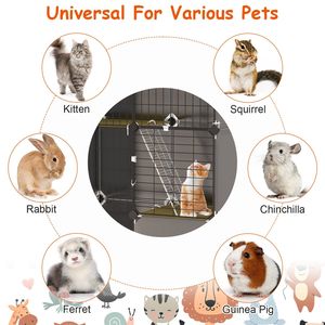 Gabbia per Gatti da Interno a 3 Livelli con Lettiera e Amaca Rimovibile, Recinto in Metallo per 1-2 Gatti, Arredamento per Animali Domestici - Product Image 6